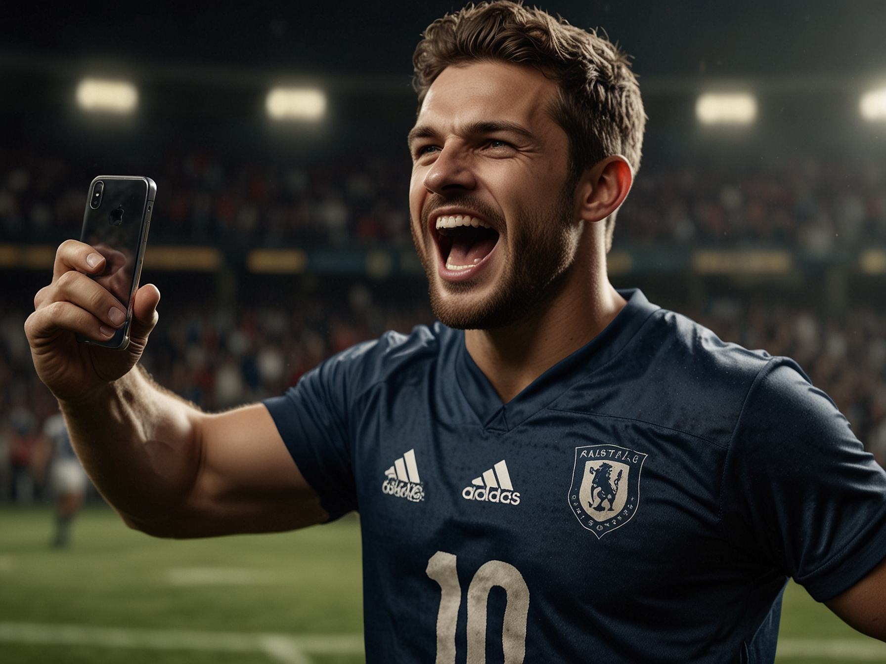 Athlete celebrating a win on mobile